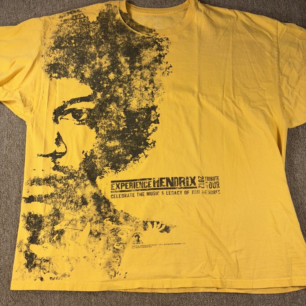 2012 Jimi Hendrix Expérience Tribute Concert T-shirt 3XL Men’s Yellow Authentic